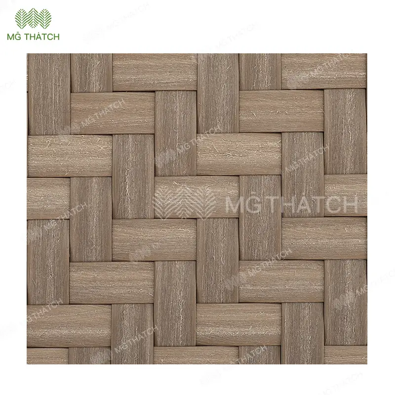 bamboo mat wall and ceiling décor installation